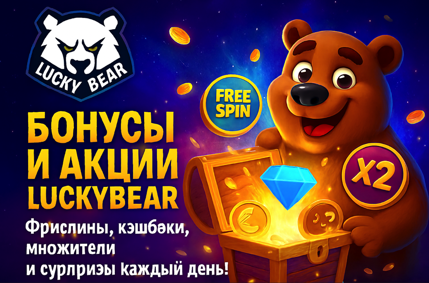 Бонусы и акции лакибир: фриспины, кэшбэки и множители